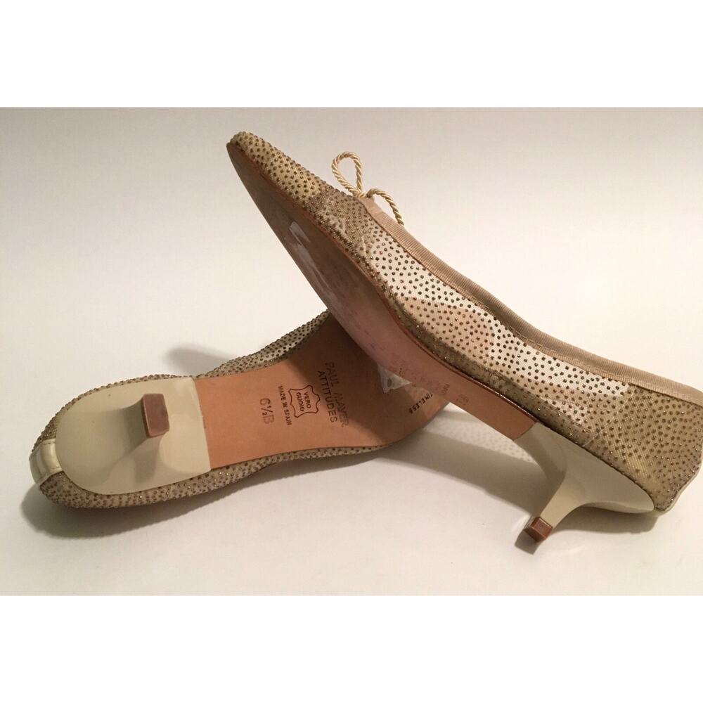 PAUL MAYER Attitudes Royal M Riviera Woman's Size 6.5 Beige Glitter Kitten Heels - Picture 7 of 7